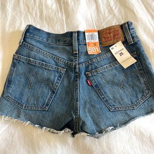 NWT Levis 501 Original Button Fly Cutoff Denim Shorts High Rise Sz 25